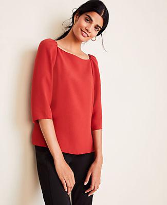 Ann Taylor Square Neck Puff Sleeve Top