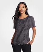 Ann Taylor Butterfly Lace Woven Tee