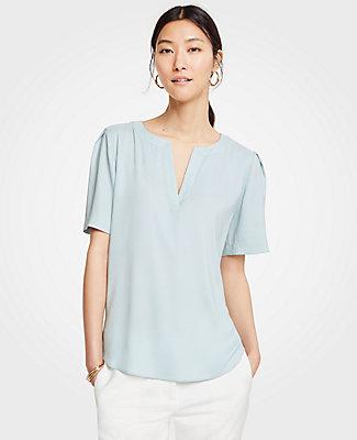 Ann Taylor Split Neck Tee