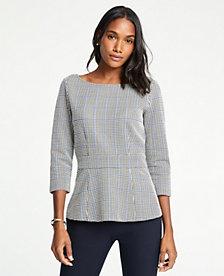 Ann Taylor Plaid Peplum Top