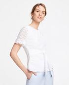 Ann Taylor Belted Eyelet Top