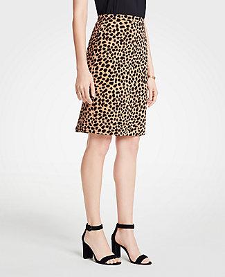Ann Taylor Cheetah Dot Flounce Back Pencil Skirt
