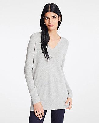 Ann Taylor Cashmere V-neck Tunic Sweater