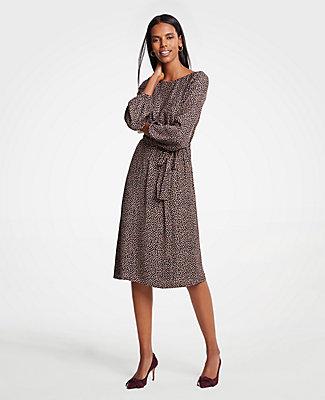 Ann Taylor Geo Dot Tie Waist Dress