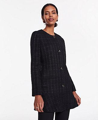 Ann Taylor Tweed Long Peplum Jacket