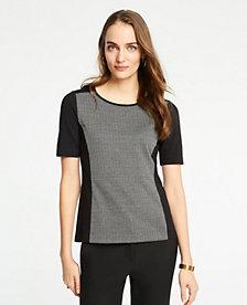 Ann Taylor Plaid Jacquard Top