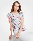 Ann Taylor Floral Scoop Neck Tee