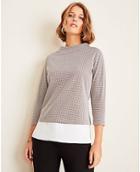 Ann Taylor Houndstooth Mixed Media Top