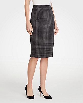 Ann Taylor Sketched Plaid Pencil Skirt