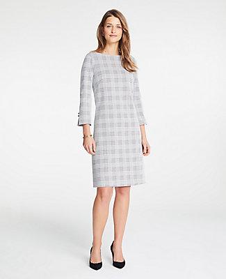 Ann Taylor Plaid Boatneck Shift Dress