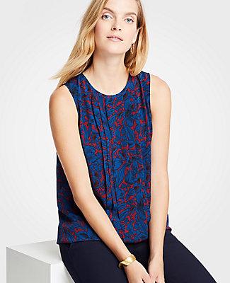 Ann Taylor Mystical Garden Pleat Front Shell