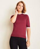 Ann Taylor Tipped Mock Neck Sweater