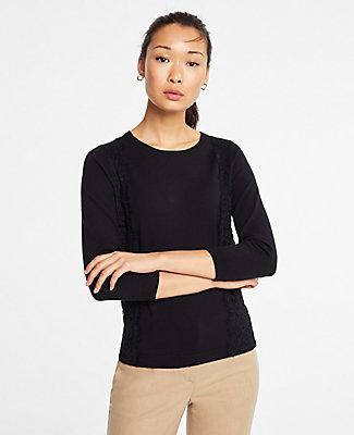 Ann Taylor Lace Applique Sweater