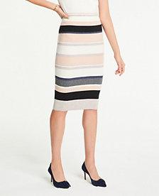 Ann Taylor Stripe Ribbed Sweater Pencil Skirt
