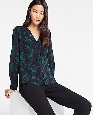 Ann Taylor Floral V-neck Blouse