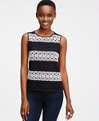 Ann Taylor Lace Striped Shell