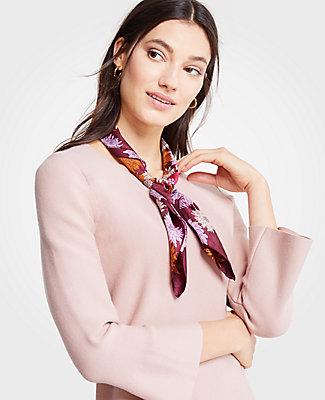 Ann Taylor Autumnal Floral Silk Little Scarf