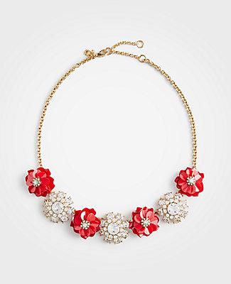 Ann Taylor Crystal Floral Statement Necklace