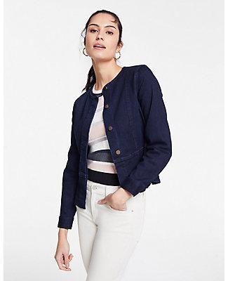 Ann Taylor Performance Stretch Denim Peplum Jacket