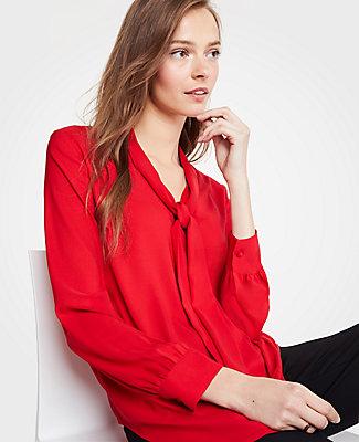 Ann Taylor V-neck Bow Blouse