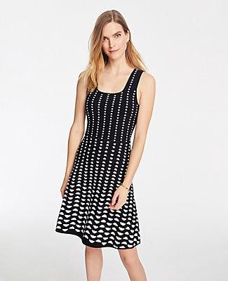 Ann Taylor Half Moon Sleeveless Sweater Flare Dress