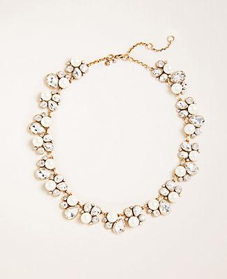 Ann Taylor Teardrop Crystal And Pearl Statement Necklace
