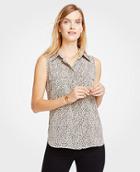Ann Taylor Spotted Sleeveless Camp Shirt