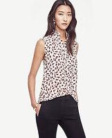 Ann Taylor Leafy Ruffle Collar Sleeveless Top