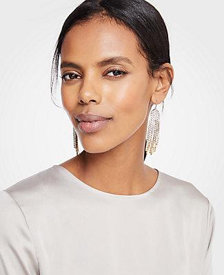 Ann Taylor Crystal Tassel Statement Earrings