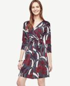 Ann Taylor Floral 3/4 Sleeve Wrap Dress
