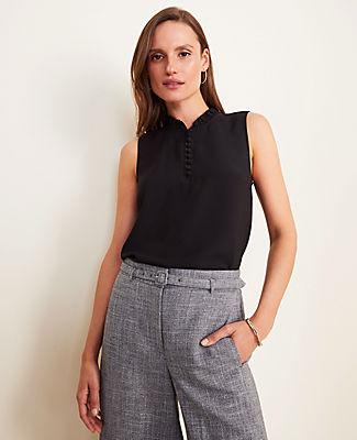 Ann Taylor Smocked Neck Shell