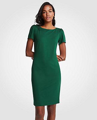 Ann Taylor Puff Sleeve Ponte Sheath Dress