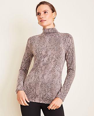 Ann Taylor Snake Print Turtleneck Top
