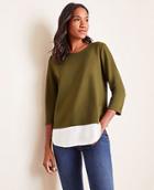 Ann Taylor Ponte Mixed Media Top