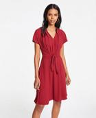 Ann Taylor Pleated Tie Front Flare Dress
