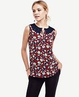 Ann Taylor Magnolia Pleated Collar Shell