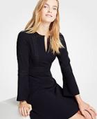 Ann Taylor Lace Trim Ruffle Neck Flare Dress
