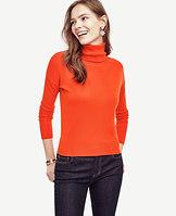 Ann Taylor Cropped Extrafine Merino Wool Turtleneck Sweater