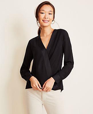 Ann Taylor Bubble Hem Wrap Top
