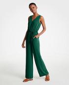 Ann Taylor Rope Belt V-neck Jumpsuit