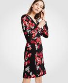 Ann Taylor Winter Floral Jacquard Knit Flare Dress