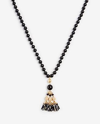 Ann Taylor Marbleized Tassel Pendant Necklace