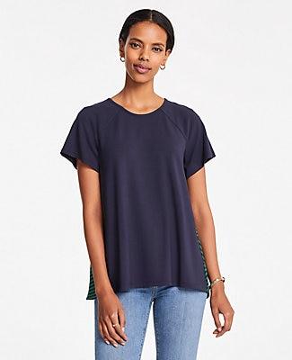 Ann Taylor Mixed Media Back Pleat Tee