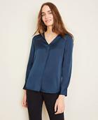 Ann Taylor Shimmer Mixed Media Pleat Front Top