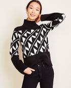 Ann Taylor Abstract Jacquard Turtleneck Sweater
