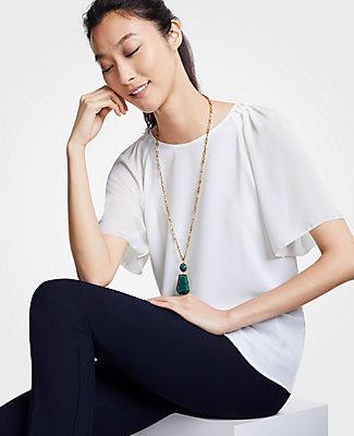Ann Taylor Hexagon Stone Pendant Necklace