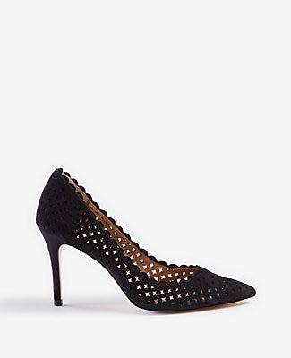 Ann Taylor Mila Scalloped Perforated Suede Pumps