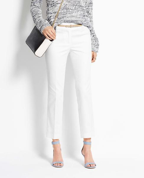 Ann Taylor Signature Cotton Sateen Cropped Pants, White - Size 0