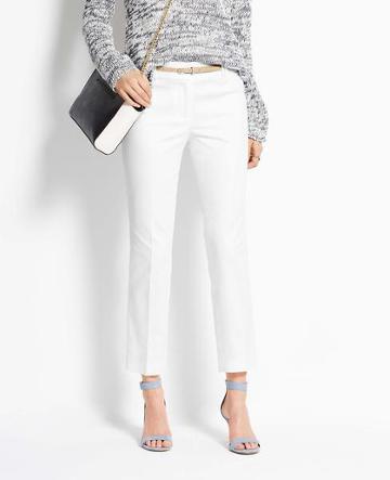 Ann Taylor Signature Cotton Sateen Cropped Pants, White - Size 0