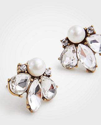 Ann Taylor Crystal Pearlized Stud Earrings